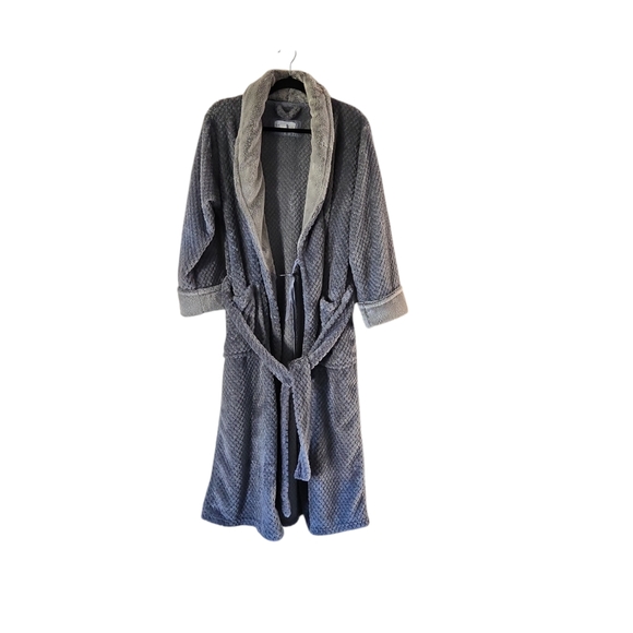 Carole Hochman Women's Gray Long Plush Robe Wrap Belted Tie Closure Size Large - Picture 5 of 11